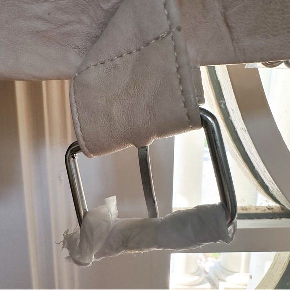 NWT IRO Marom Fringed Crinkled Leather Biker Jacket 38 M Beige - Picture 8 of 11